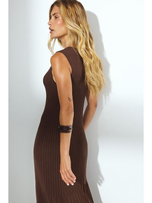 na-kd brown dress Open Back Maxi Dress Brown