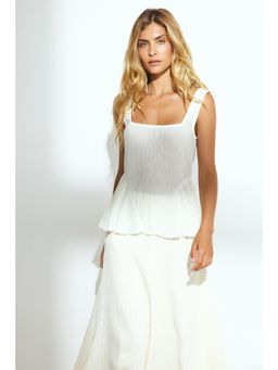 NA-KD - Flounce Singlet Top - Ivory