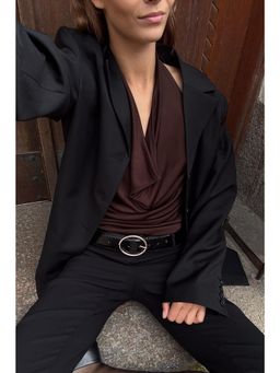 NA-KD - Halter Neck Top - Dark Brown