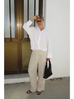 NA-KD - Linen Wide Leg Pant - Beige