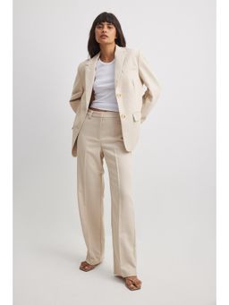 NA-KD - Straight Mid Waist Twill Suit Trouser - Beige