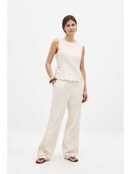 NA-KD - Embroidery Pant - White