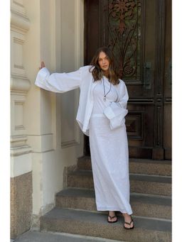 NA-KD - Anglaise Maxi Skirt - White