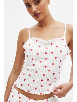 NA-KD - Printed Jersey Singlet Top - White/Print