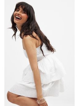 NA-KD - Anglaise Flounce Mini Dress - White