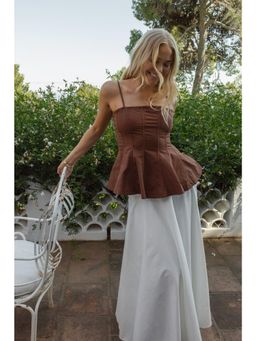 NA-KD - Seam Detail Flowy Top - Brown