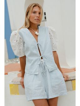 NA-KD - Striped Shorts - Blue Stripe