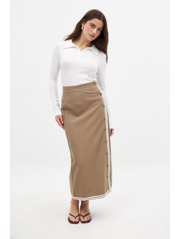 NA-KD - Buttoned Maxi Skirt - Beige