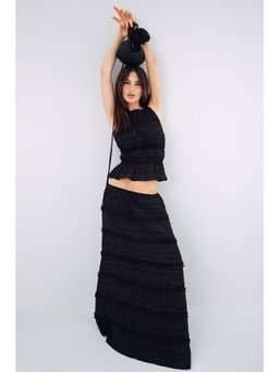 NA-KD - Ruched Maxi Skirt - Black