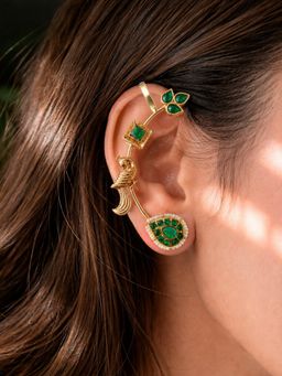Nuyug - Emerald Peacock Ear Cuffs