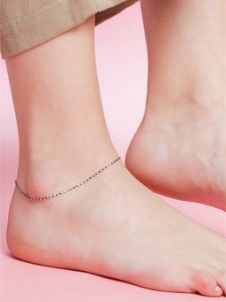 Zavya - Radiant Charms Silver Plated 925 Sterling Silver Anklet with Beads