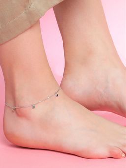 Zavya - Multi Color Drops Rhodium Plated 925 Sterling Silver Anklet