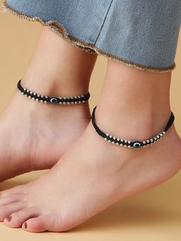 Zavya - Mystic Ward Multi Color Evil Eye 925 Sterling Silver Thread Anklet