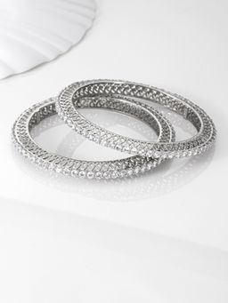 Zavya - Solitaire 925 Sterling Silver Pair of Bangle
