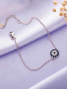 Zavya - Rhodium Enchanted CZ Eye 925 Sterling Silver Chain Bracelet