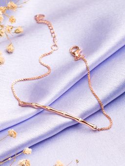 Zavya - Rose Gold Bamboo Bliss 925 Sterling Silver Bracelet with Cubic Zirconia