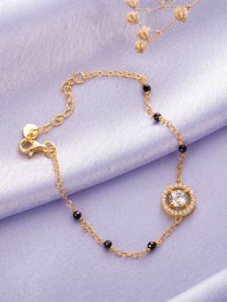 Zavya - Golden Serenity 925 Sterling Silver Gold Plated Bracelet with CZ
