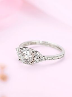 Zavya - Glimmering Frost 925 Sterling Silver Women's Ring with Cubic Zirconia