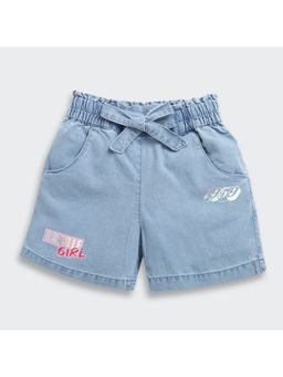 TINY GIRL - Barbie Light Blue Denim Shorts With Barbie Girl And 1959 Sticker Print