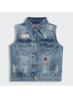 TINY GIRL - Barbie Character Printed Sleeveless Jacket