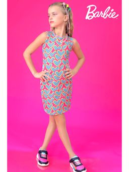 TINY GIRL - Barbie Sleeveless Hearts Printed Dress
