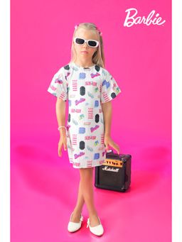 TINY GIRL - Barbie Half Sleeves Enjoy Today Text Printed Dress