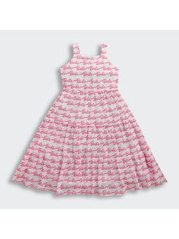TINY GIRL - Barbie Sleeveless Typography Printed Tiered Dress