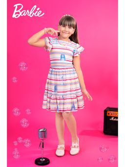 TINY GIRL - Barbie Frill Sleeves Character Printed Dress With Belt