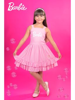 TINY GIRL - Barbie Sleeveless Typography Printed Dress With Headband and Belt