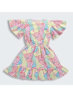 TINY GIRL - Barbie Half Sleeves Abstract Printed Dress