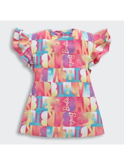 TINY GIRL - Barbie Cap Sleeves Typography Printed Dress