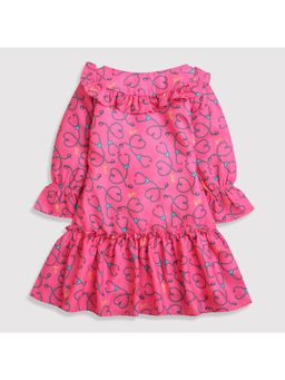 TINY GIRL - Barbie Full Sleeves Stethoscope Printed Dress