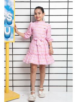 TINY GIRL - Barbie Three Fourth Sleeves Wild Hearts Text Printed Dress