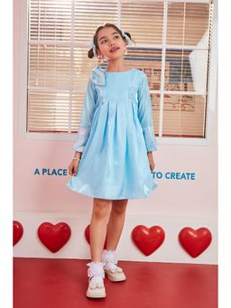 TINY GIRL - Barbie Full Sleeves Bow Applique Detailed & Sequins Embellished Dress