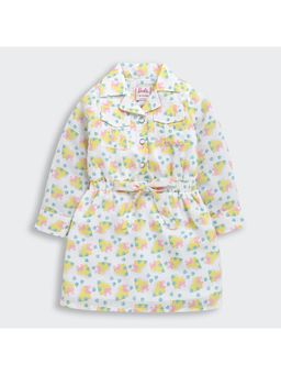 TINY GIRL - Barbie Full Sleeves Barbie Face & Hearts Printed Dress