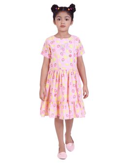 TINY GIRL - Barbie Printed Gathered Flare Frill Dress