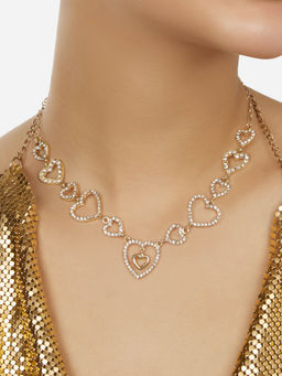 Zaveri Pearls - Gold Tone Diamonds Heart Shape Contemporary Necklace