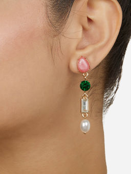 Zaveri Pearls - Multicolor Stones Embellished Contemporary Bead Drop Earrings
