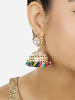 Zaveri Pearls - Multicolor Cluster Beads Austrian Diamonds Jhumki Earrings