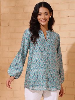 Fabindia - Blue Cotton Printed Tunic
