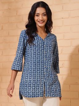 Fabindia - Blue Cotton Printed Tunic