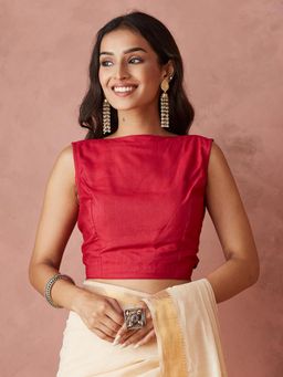 Fabindia - Pink Viscose Blend Woven Stitched Blouse