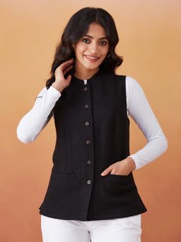 Fabindia - Black Wool Regular Fit Jacket