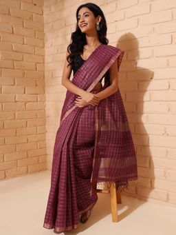 Fabindia - Purple Silk Blend Sari