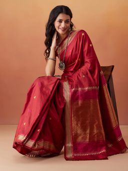 Fabindia - Red Silk Woven Sari