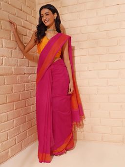 Fabindia - Pink Cotton Printed Sari