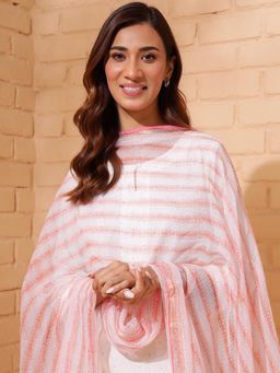 Fabindia - Beige Cotton Silk Blend Maheshwari Dupatta