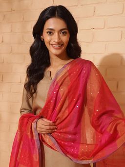 Fabindia - Pink Viscose Blend Sequined Dupatta