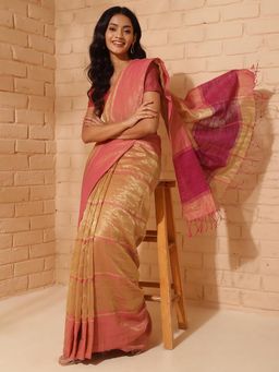 Fabindia - Gold Cotton Silk Woven Sari