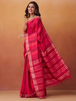 Fabindia - Red Silk Blend Batik Sari